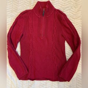 Calvin Klein Jeans- red crewneck 9 inch zip collar long sleeve medium sweater